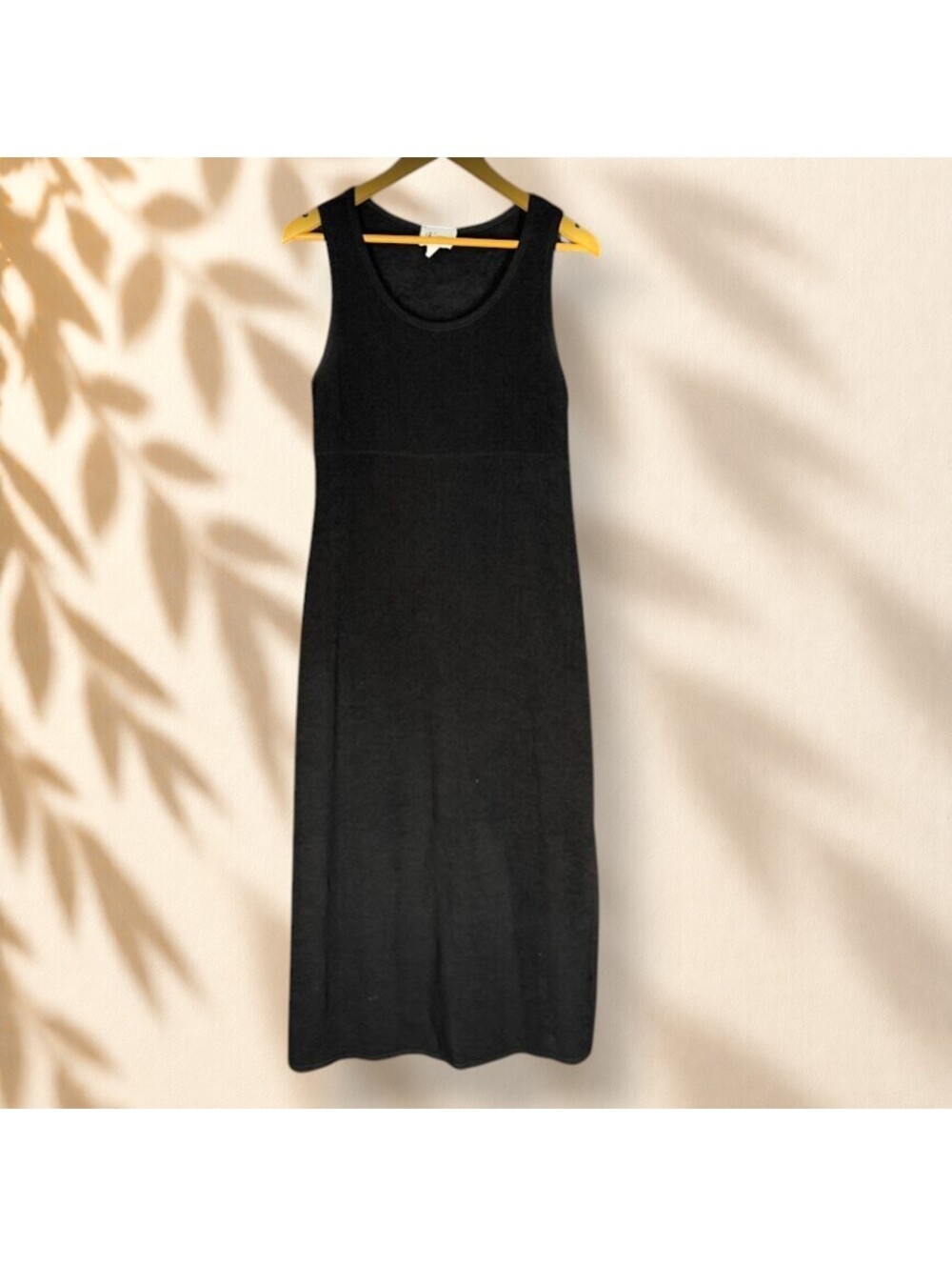 K Studio Dress Women 12 Black Maxi Long Sleeveless Round Neck Stretch Casual